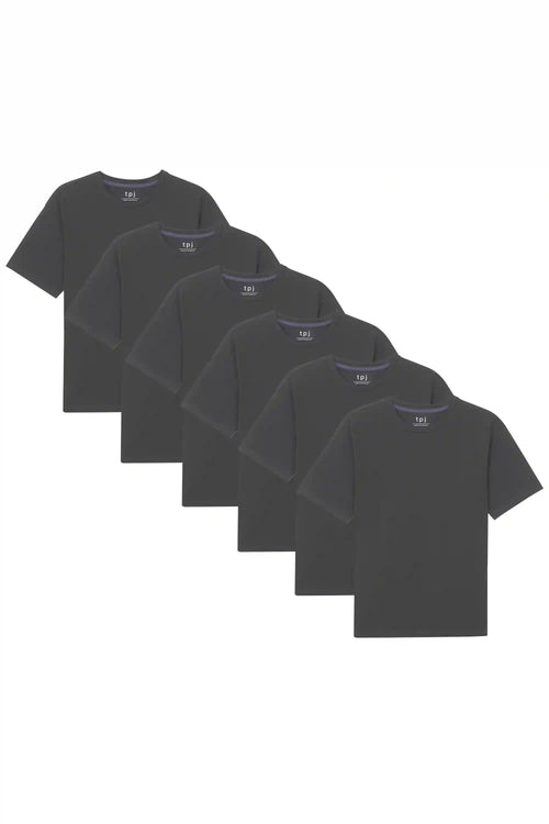 Organic Neck T-Shirt 6 Pack (Relaxed Fit)/ Steel Grey