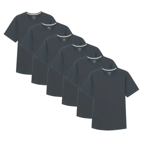 Organic Crew Neck T-Shirt 6 Pack (Slim Fit) / Steel