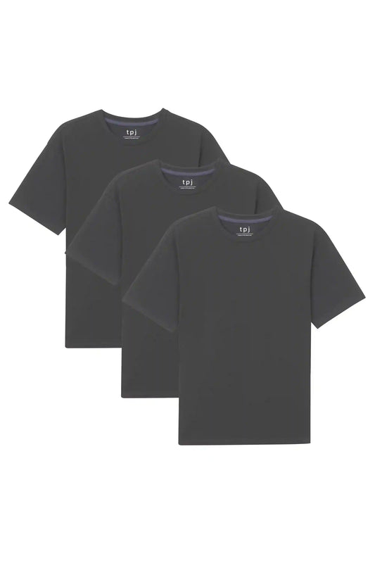 Organic Crew Neck T-Shirt 3 Pack (Relaxed Fit) / Steel