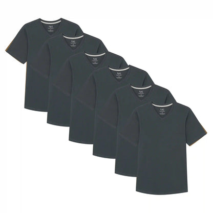 Organic V-Neck T-Shirt 6 Pack (Slim Fit) / Steel
