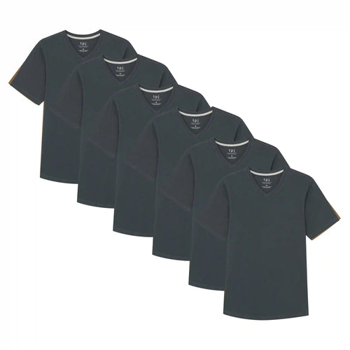 Organic V-Neck T-Shirt 6 Pack (Slim Fit) / Steel