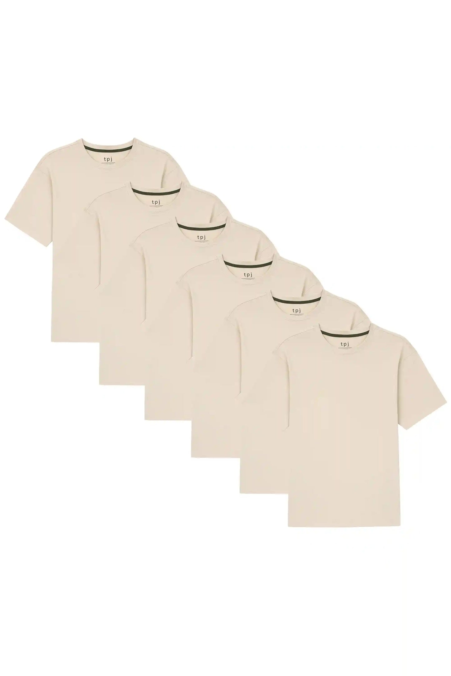 Organic Crew Neck T-Shirt 6 Pack (Relaxed Fit) / Tan