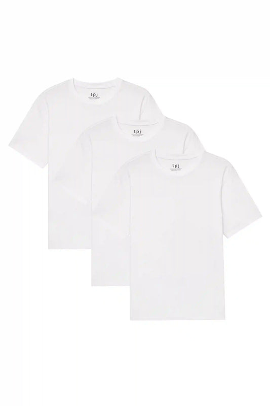 Organic Crew Neck T-Shirt 3 Pack (Relaxed Fit) / White